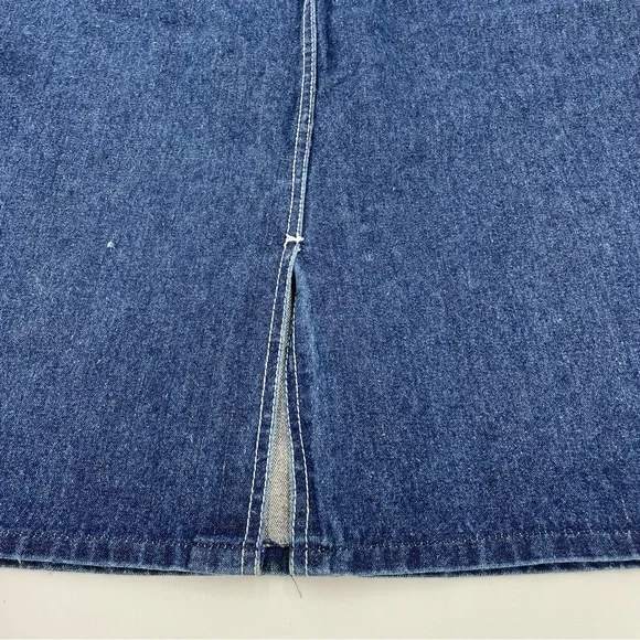 Vintage 1980s Gitano Women's Dark Wash Denim Midi Jean Skirt Split Back Hem - Picture 4 of 10